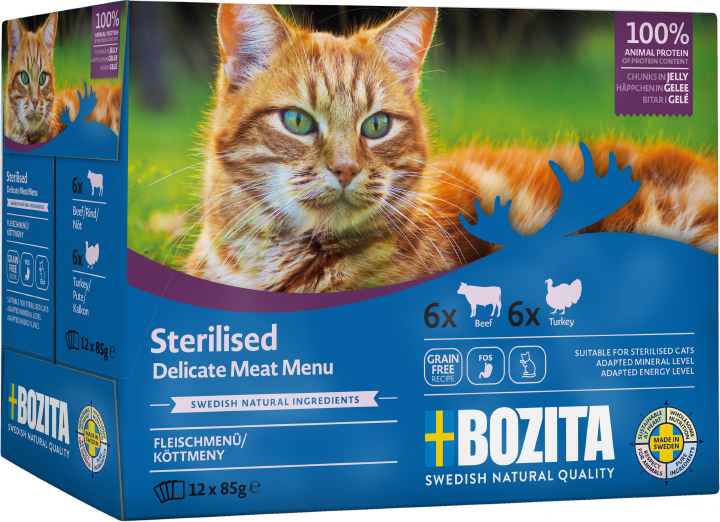 BOZITA Katzen-Nassfutter Sterilised Fleischmenü in Gelee